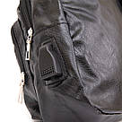 Сумка крос боді з емблемою зі шкірозамінника Vintage 20568 Чорна, фото 3