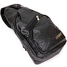 Сумка крос боді з емблемою зі шкірозамінника Vintage 20568 Чорна, фото 5