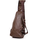 Сумка крос боді з емблемою зі шкірозамінника Vintage 20569 Коричнева, фото 2