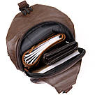 Сумка крос боді з емблемою зі шкірозамінника Vintage 20569 Коричнева, фото 3