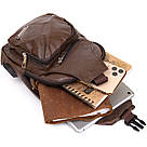 Сумка крос боді з емблемою зі шкірозамінника Vintage 20569 Коричнева, фото 5