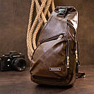 Сумка крос боді з емблемою зі шкірозамінника Vintage 20569 Коричнева, фото 6