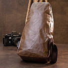 Сумка крос боді з емблемою зі шкірозамінника Vintage 20569 Коричнева, фото 7