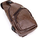 Сумка крос боді смарт зі шкірозамінника Vintage 20572 Коричнева, фото 4