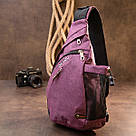 Сумка унісекс через плече смарт текстильна Vintage 20552 Малинова, фото 7