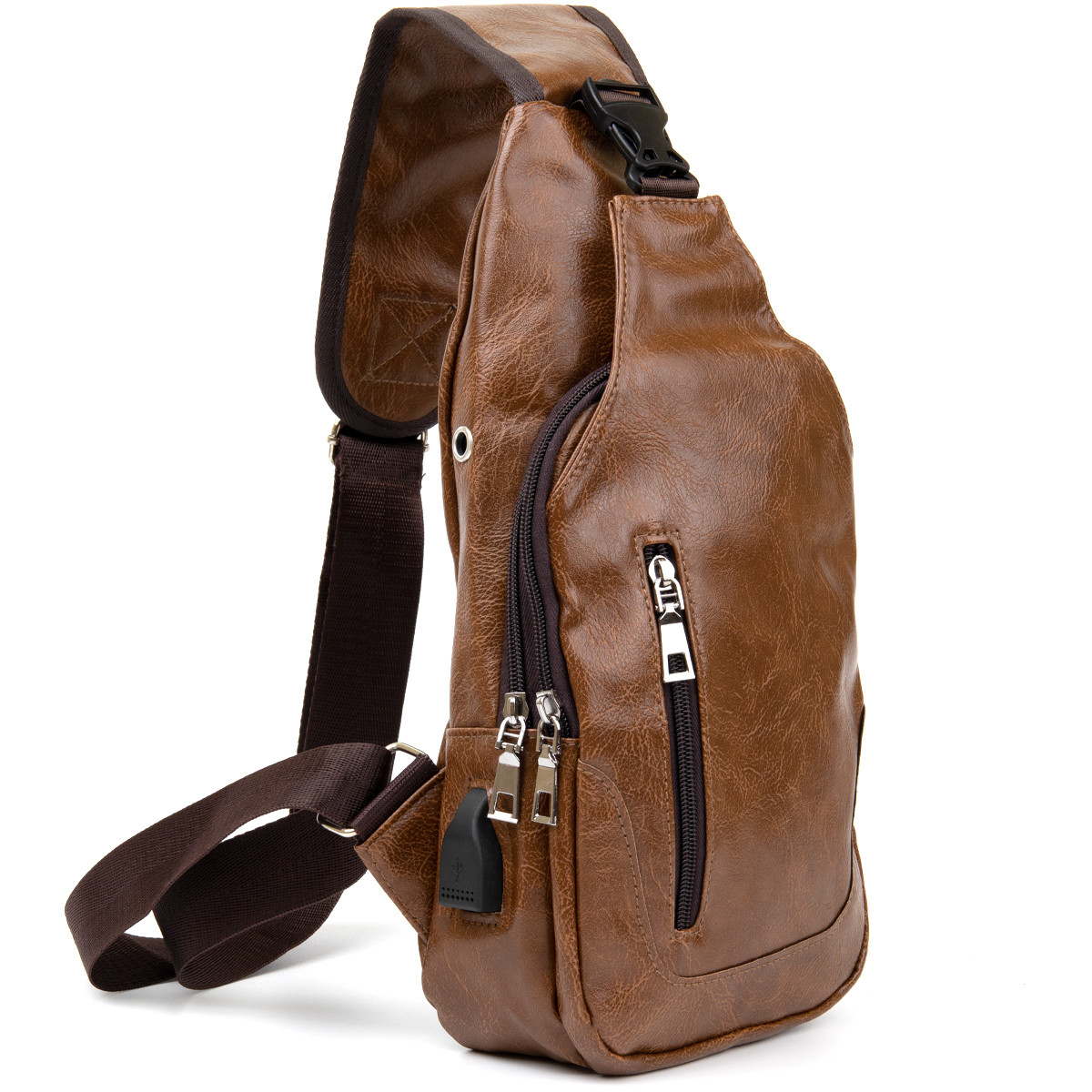 Сумка через плече на два відділення кожзам Vintage 20561 Світло-коричнева, фото 1