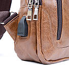 Сумка через плече на два відділення кожзам Vintage 20561 Світло-коричнева, фото 6