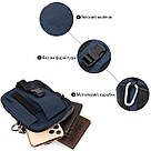 Сумка на пояс нейлон Vintage 20649 Синя, фото 5