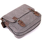 Сумка почтальонка текстильна Vintage 20605 Сіра, фото 6