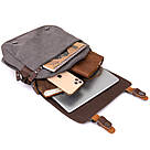 Сумка почтальонка текстильна Vintage 20605 Сіра, фото 7