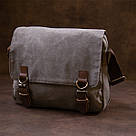 Сумка почтальонка текстильна Vintage 20605 Сіра, фото 8
