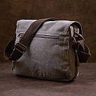 Сумка почтальонка текстильна Vintage 20605 Сіра, фото 9