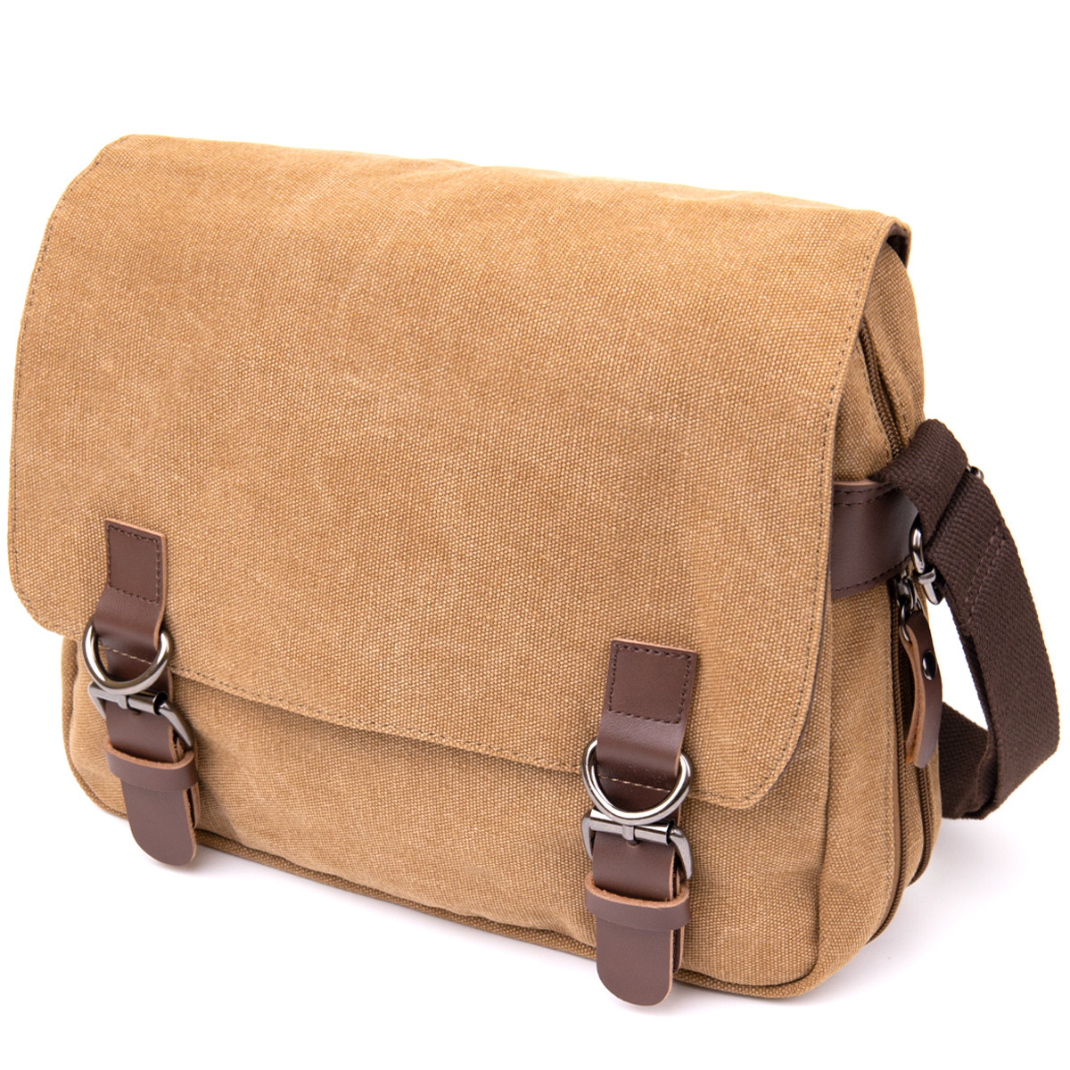 Сумка почтальонка текстильна Vintage 20607 Пісочна, фото 1