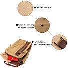 Цікава чоловіча сумка через плече із щільного текстилю Vintage 22194 Пісочний, фото 4