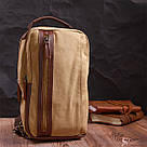 Цікава чоловіча сумка через плече із щільного текстилю Vintage 22194 Пісочний, фото 9