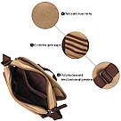 Функціональна чоловіча сумка месенджер із щільного текстилю Vintage 22206 Пісочний, фото 4