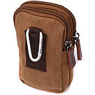 Добротна сумка-чохол на пояс із металевим карабіном із текстилю Vintage 22225 Коричневий, фото 2
