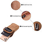 Добротна сумка-чохол на пояс із металевим карабіном із текстилю Vintage 22225 Коричневий, фото 4