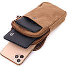 Добротна сумка-чохол на пояс із металевим карабіном із текстилю Vintage 22225 Коричневий, фото 8