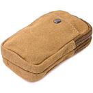 Вертикальна сумка-чохол на пояс із металевим карабіном із текстилю Vintage 22227 Пісочний, фото 5