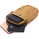 Вертикальна сумка-чохол на пояс із металевим карабіном із текстилю Vintage 22227 Пісочний, фото 8