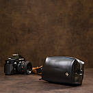 Шкіряна глянсова чоловіча косметичка GRANDE PELLE 11413 Чорний, фото 8