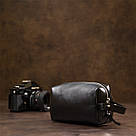 Шкіряна глянсова чоловіча косметичка GRANDE PELLE 11413 Чорний, фото 9