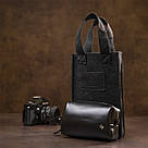 Шкіряна глянсова чоловіча косметичка GRANDE PELLE 11413 Чорний, фото 10