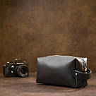 Матовий чоловічий шкіряний несесер GRANDE PELLE 11509 Чорний, фото 9