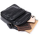 Шкіряна невелика чоловіча сумка Vintage 20370 Чорний, фото 7