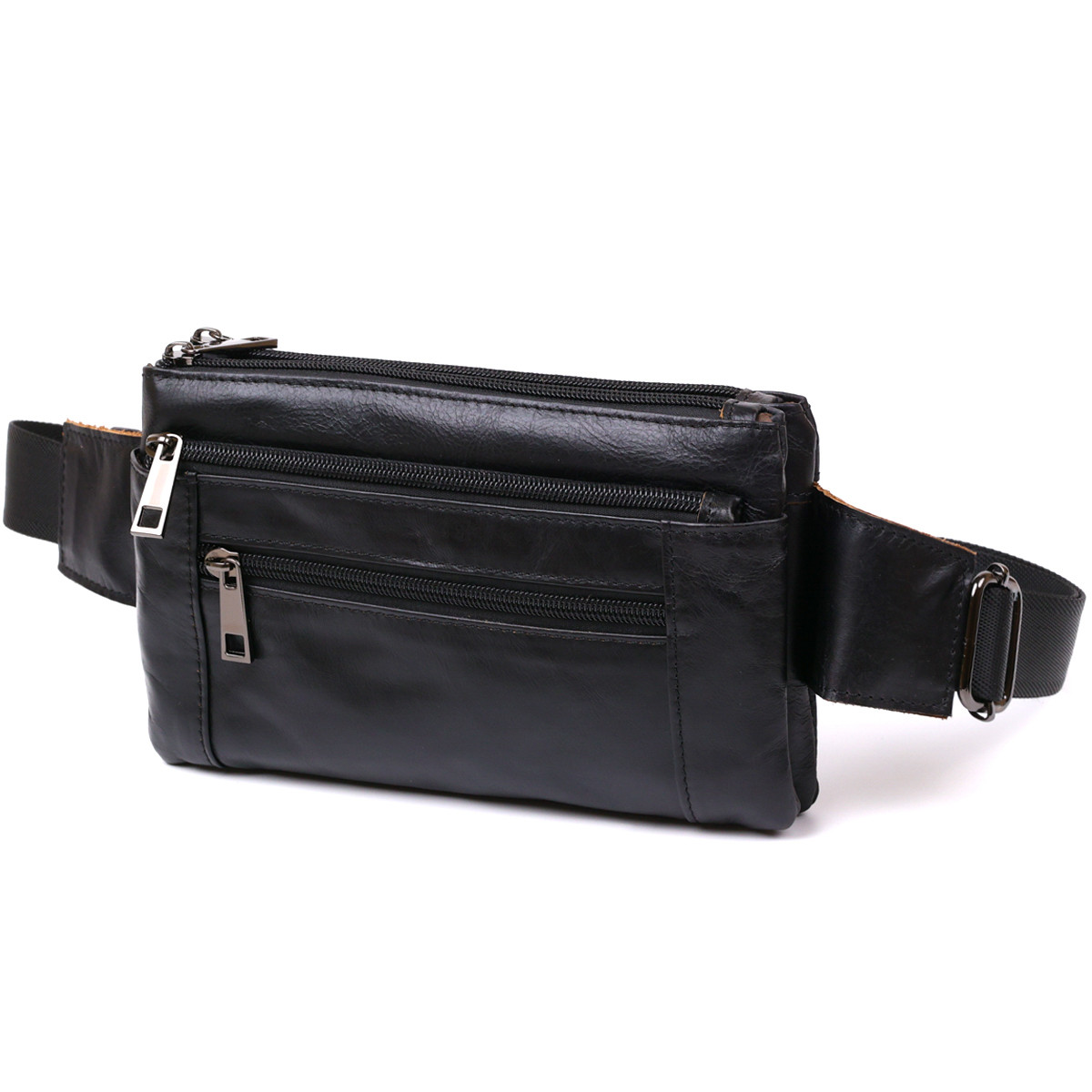 Чоловіча сумка на пояс із натуральної шкіри Vintage 20474 Чорний, фото 1