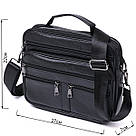 Практична шкіряна чоловіча сумка Vintage 20669 Чорний, фото 3