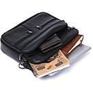 Практична шкіряна чоловіча сумка Vintage 20669 Чорний, фото 7