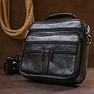 Практична шкіряна чоловіча сумка Vintage 20669 Чорний, фото 10