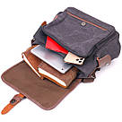 Горизонтальна чоловіча сумка з клапаном текстильна 21247 Vintage Чорна, фото 7