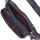 Стильна поясна сумка з натуральної шкіри з фактурою під крокодила 21297 Vintage Чорна, фото 5