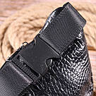 Стильна поясна сумка з натуральної шкіри з фактурою під крокодила 21297 Vintage Чорна, фото 10