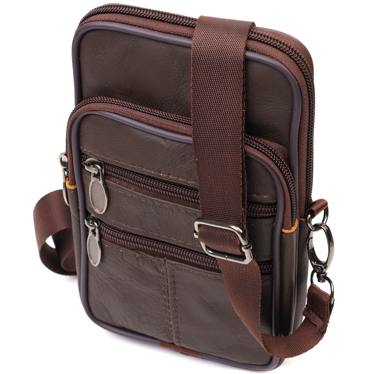 Сумка чоловіча на пояс із натуральної шкіри 21482 Vintage Коричнева, фото 1
