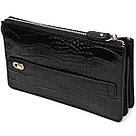 Клатч чоловічий на два відділення з натуральної шкіри з тисненням під крокодила BOND 22044 Чорний, фото 2