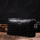 Клатч чоловічий на два відділення з натуральної шкіри з тисненням під крокодила BOND 22044 Чорний, фото 9