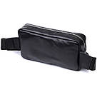 Прямокутна сумка-бананка для чоловіків із натуральної глянсової шкіри Shvigel 22825 Чорна, фото 2