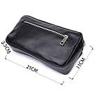 Прямокутна сумка-бананка для чоловіків із натуральної глянсової шкіри Shvigel 22825 Чорна, фото 3