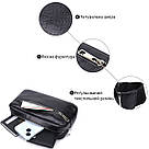 Прямокутна сумка-бананка для чоловіків із натуральної глянсової шкіри Shvigel 22825 Чорна, фото 4