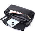 Прямокутна сумка-бананка для чоловіків із натуральної глянсової шкіри Shvigel 22825 Чорна, фото 8