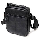 Вертикальна чоловіча сумка на плече з натуральної шкіри Vintage 22248 Чорна, фото 2