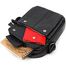 Вертикальна чоловіча сумка на плече з натуральної шкіри Vintage 22248 Чорна, фото 8