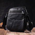 Вертикальна чоловіча сумка на плече з натуральної шкіри Vintage 22248 Чорна, фото 9