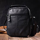 Вертикальна чоловіча сумка на плече з натуральної шкіри Vintage 22248 Чорна, фото 10