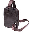 Чоловіча прямокутна сумка бананка з гладкої натуральної шкіри GRANDE PELLE 22880 Коричневий, фото 2