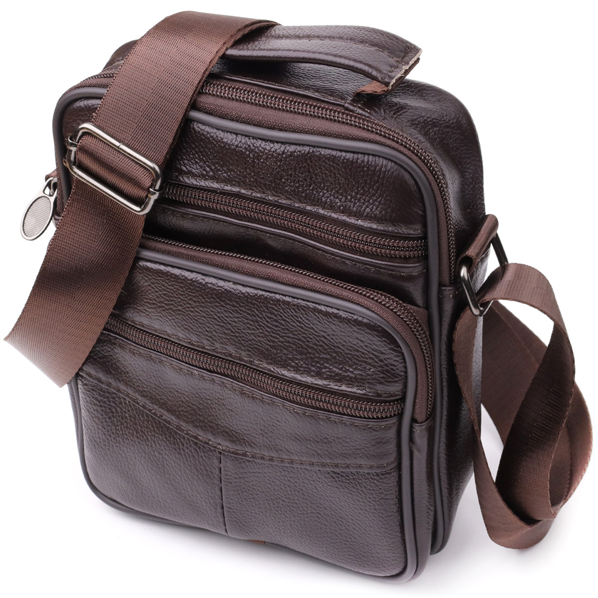 Невелика вертикальна сумка з ручкою для чоловіків з натуральної шкіри Vintage 22865 Коричневий, фото 1